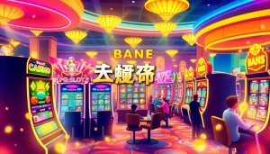 Engage in ทดลองเล่นสล็อต with vibrant slot machines and lively casino atmosphere.