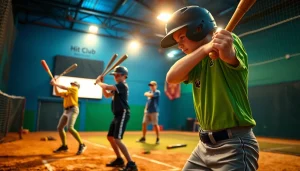 Witness the energy of the hit club as young athletes practice their swings passionately.