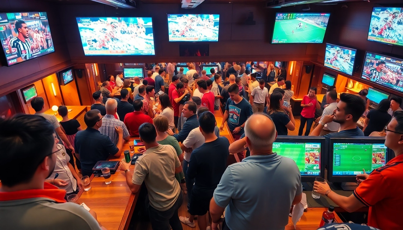 Exciting sports betting atmosphere showcasing 188betwl.com with patrons engaged in the action.