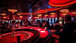Experience the thrill of online gambling at https://68gamebai.download/ with vibrant casino action featuring poker cards and roulette wheels.