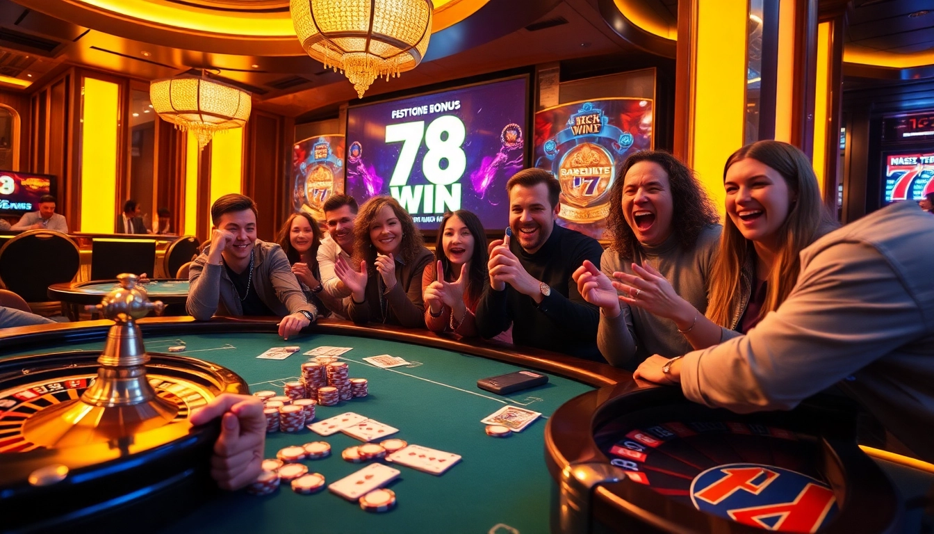 "Experience the thrill of 78 win at a high-stakes poker table with vibrant chips and intense players."